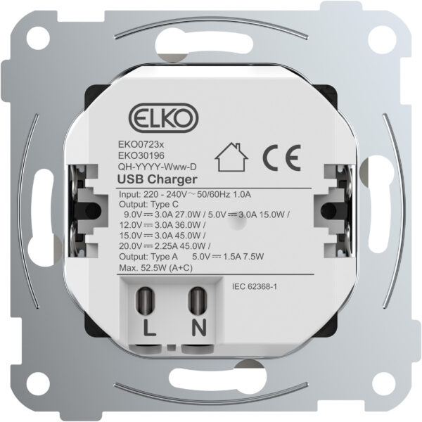 Elko Ladduttag USB A+C 45W SV - Bild 2